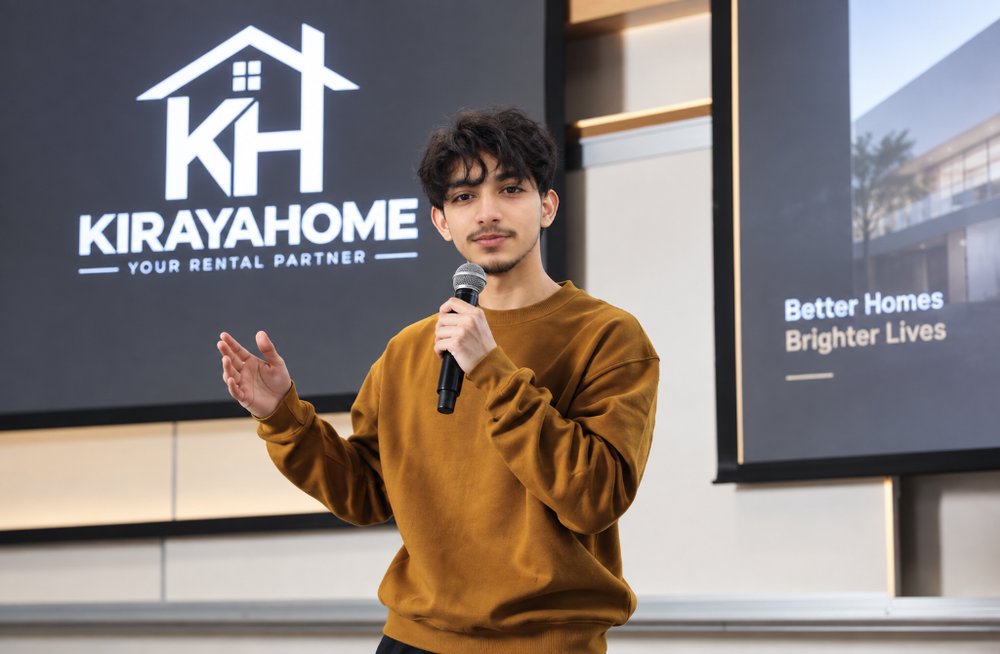 Ghazi Aslam, Founder of KirayaHome, speaking at a KirayaHome company event