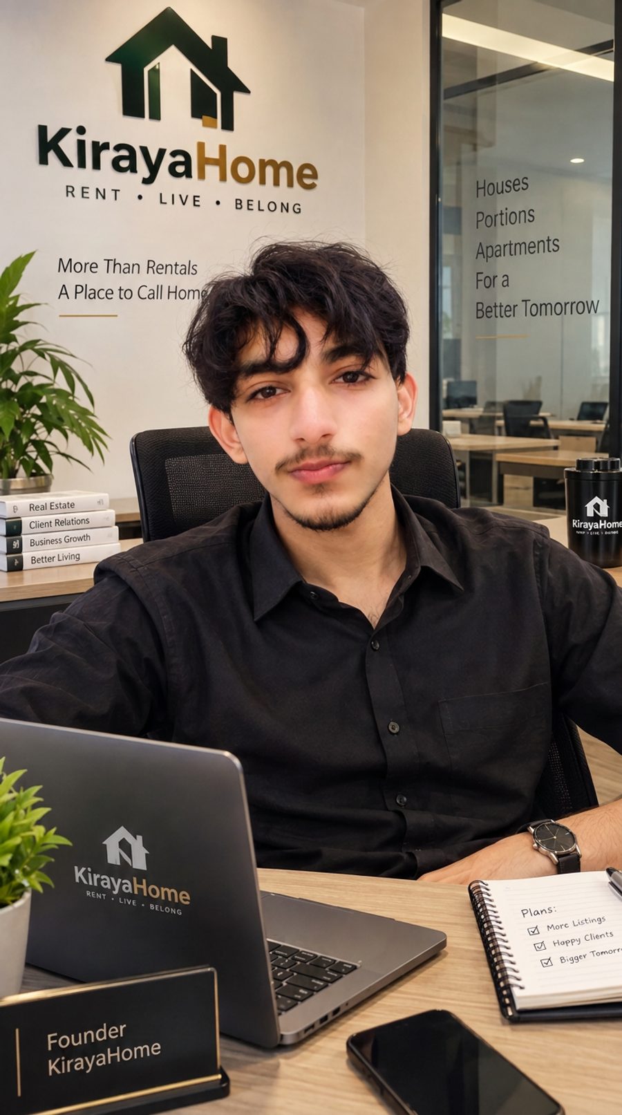 Ghazi Aslam, Founder of KirayaHome, at the KirayaHome office in Lahore